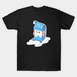 Sad blue crying kawaii spilt milk carton T-Shirt